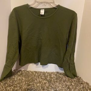 Army Green long sleeve crop top